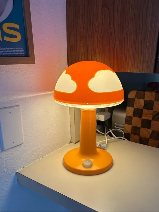 IKEA Orange and White Mushroom Cloud Table Lamp