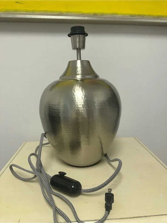 IKEA Brushed Silver Hammered Table Lamp Base Asele