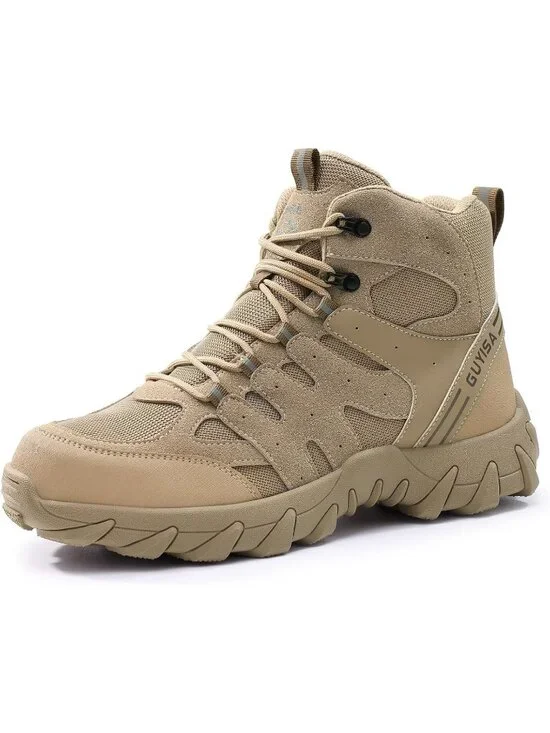 Men's Brown Breathable Shoes Casual High Top Steel Toe Non Slip Hiking Boot