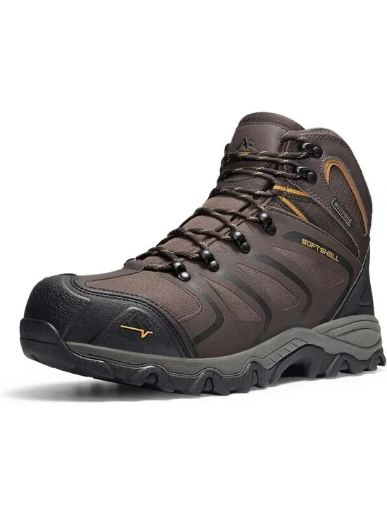 Men's Black Tan Waterproof Shoes Casual Mid Top Steel Toe Non Slip Hiking Boots