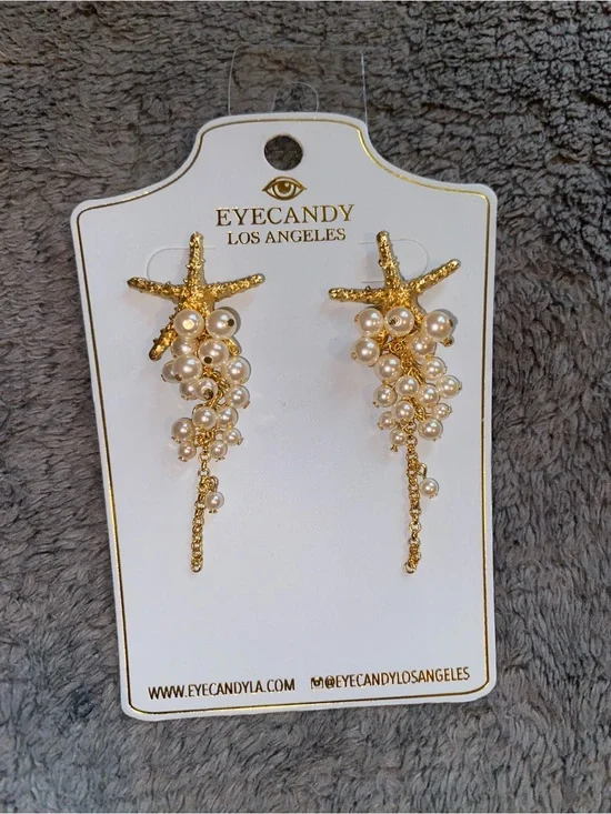 Eye Candy Los Angeles Danica Starfish Earrings w/Faux Pearl Drops $58