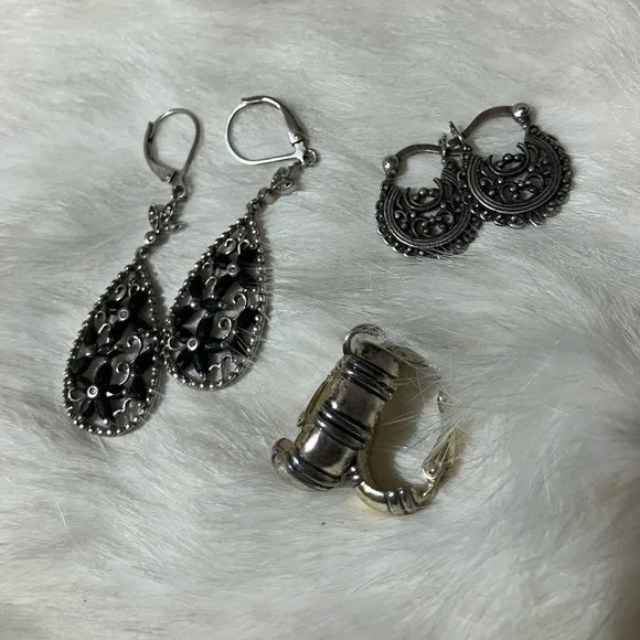 Sterling Silver Earring Lot-3 Pairs
