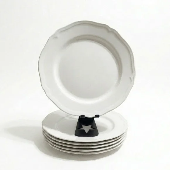 IKEA ARV White Dinner‎ Plates Set of 6 Scalloped Edge 11 Inch Porcelain Turkey