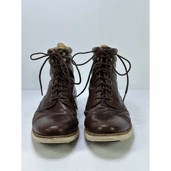 Cole Haan Lunarlon Men's Boots Size 10.5M Brown Lace Up Slip Resistant