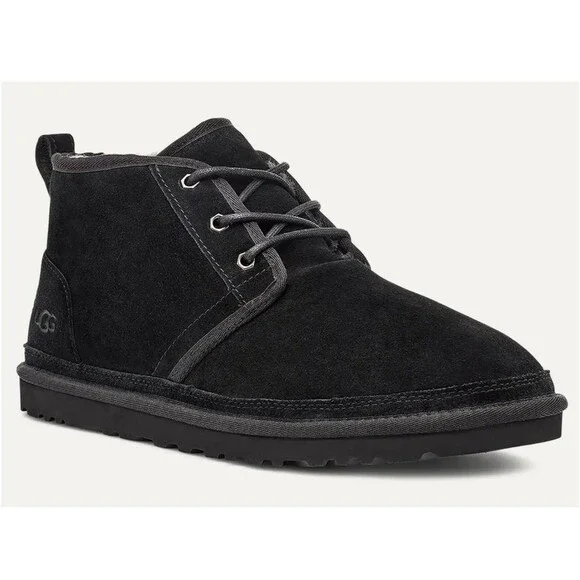 UGG Neumel Men's Black Suede Chukka Boots Shearling Lined Size 11