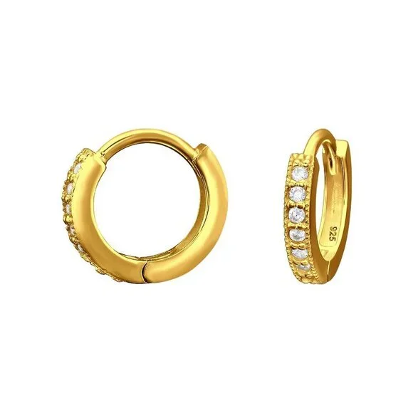 14K Gold Vermeil Huggie Hoop Earrings 12mm