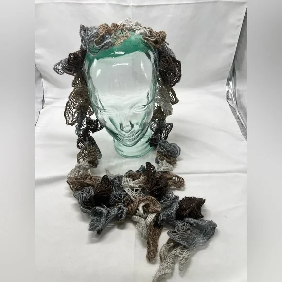 Handmade Crochet Scarf in Earth Tones