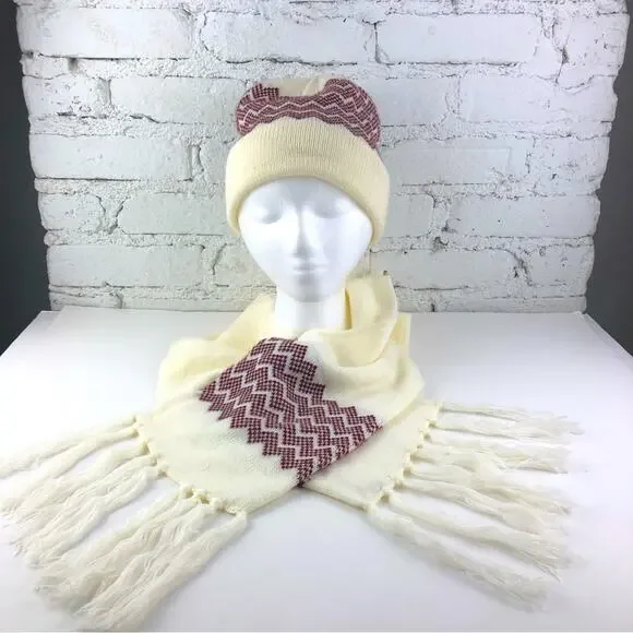 Vintage English Village Scarf & Hat Set