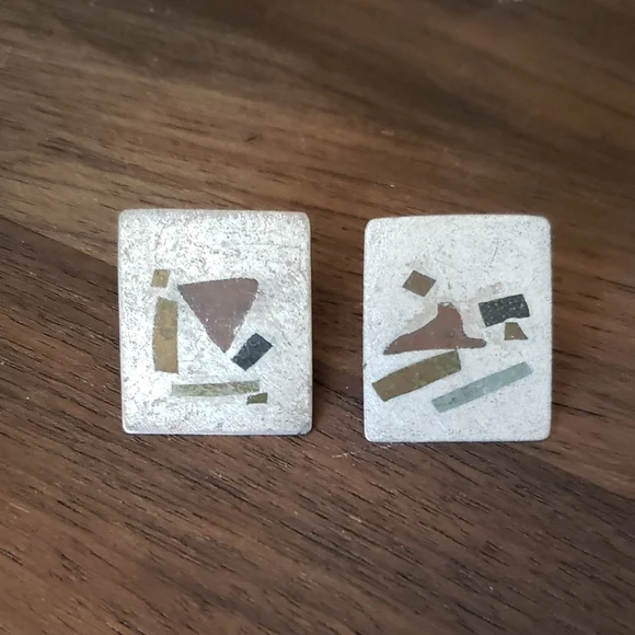 Metal Abstract Post Earrings