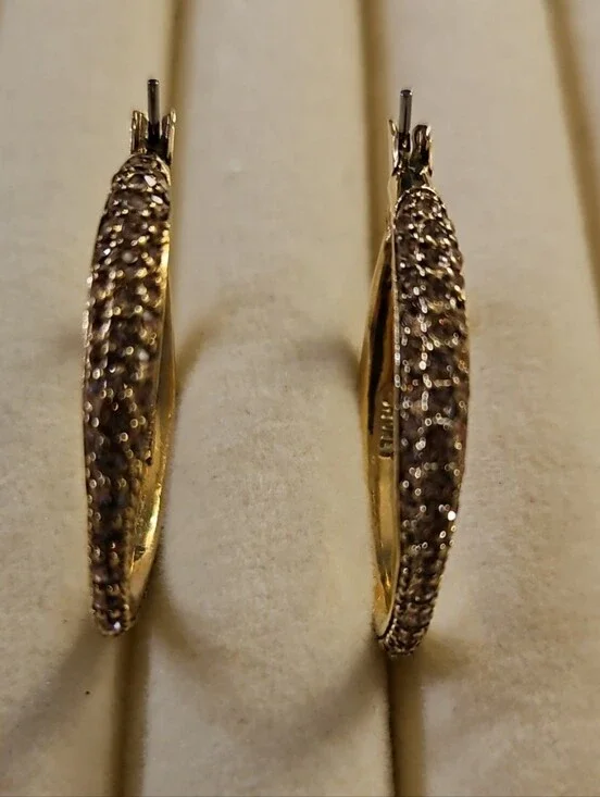 MONET CHAMPAGNE COLORED RHINESTONE PIERCED EARRINGS IN GOLD TOWN.