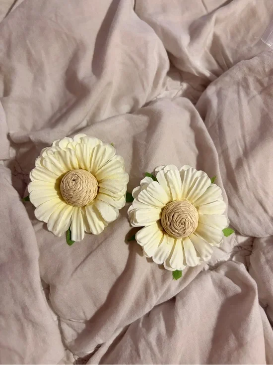 Free People Cream Floral Drop Earrings