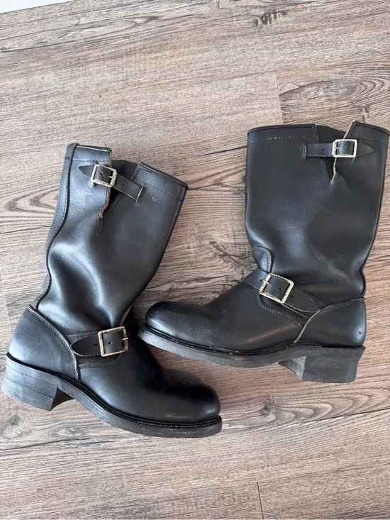 Vintage Black Leather Engineer Boots 8D Men’s fits like 9-9.5 Women’s