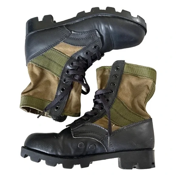 Rothco GI Type Jungle Boots Black Olive Drab Leather Canvas Tactical M/5 W/6.5