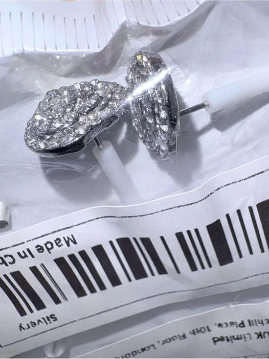 Sparkling Silver Crystal Stud Earrings - Silver