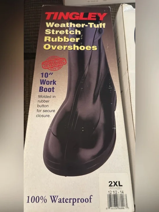 Tingley Black Weather-Tuff Stretch Rubber Overshoes - Men’s 10