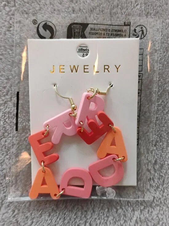 READ Drop Earrings Lightweight Acrylic