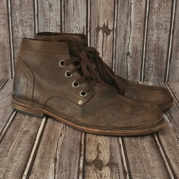 Sz 46 / 13 US Mens Fly London Brown Distressed Leather Lace Up Ankle Boots VGUC
