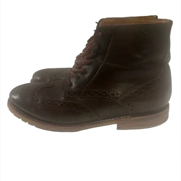 J.D. Fisk Leather Boots Distressed‎ Black Brown Ankle Boots Men's  8 Zip