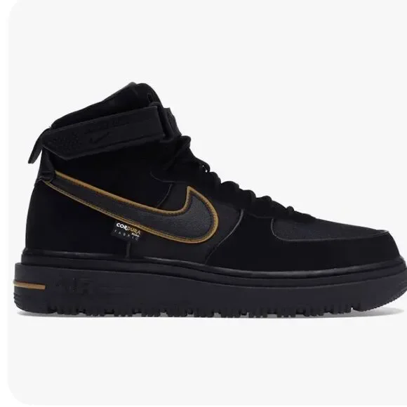 Nike Air Force I Boot Cordura Black Gold Men’s size 6.5.