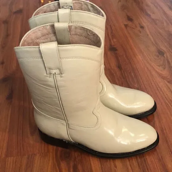 NEW ￼D'emanuel's Cream handmade cowboy western boots vintage size 25 Mexico 7 me