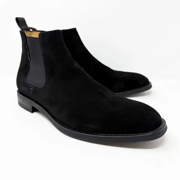 NWOB Russell & Bromley Black Suede Chelsea Boots Men’s Sz 44.5 Made in Portugal