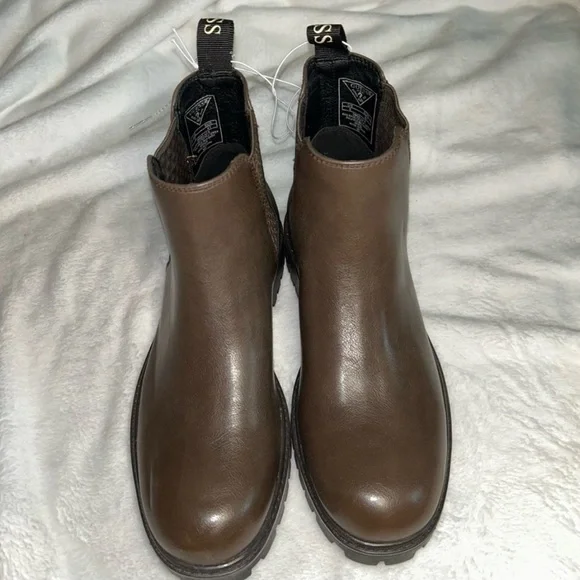 Guess Brown Ankle Boots with Slip-On Design
