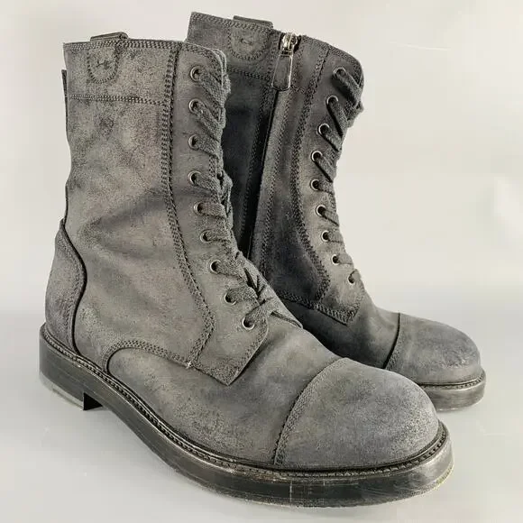 PAUL ANDREW Size 10 Black Nubuck Leather Side Zipper Boots