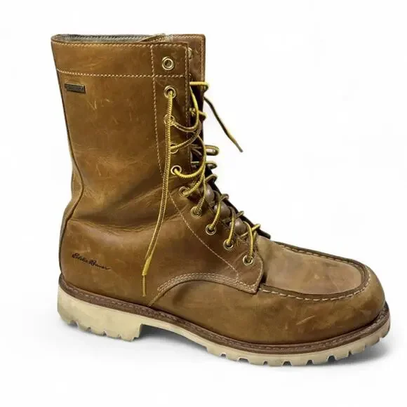 Eddie Bauer K-Series Moc Toe Leather Work Boots Mens 13 Brown Lug Sole