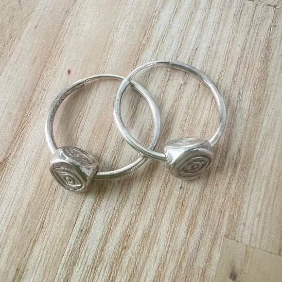 Third eye evil eye silver pierced hoop earrings