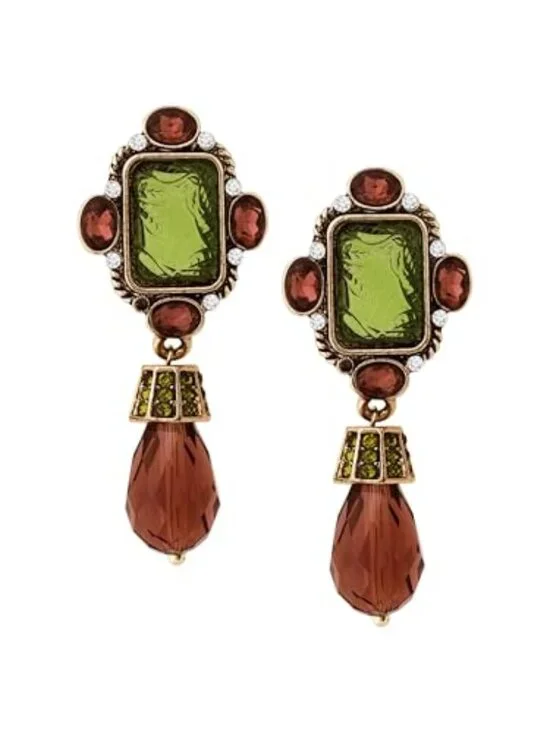 Baroque Victorian Green Brown Dangle Earrings Jewelry for Women