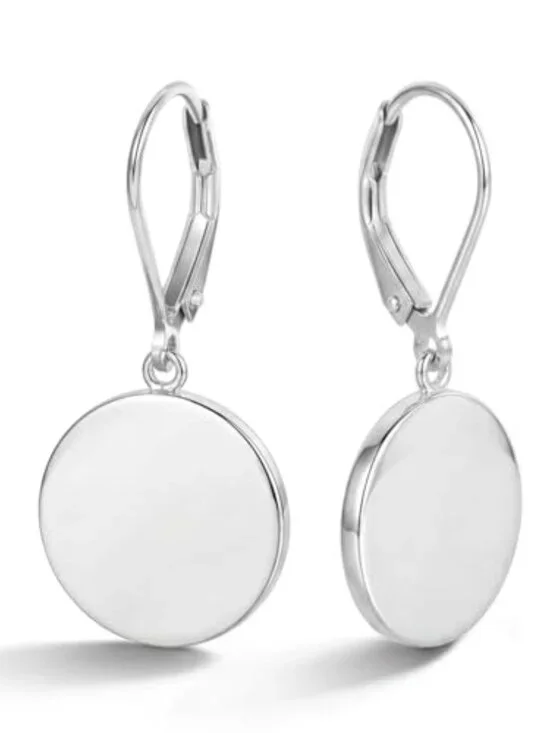 Geometric Disc Dangle Earing for Women - Skin-Friendly Leverback Round Coin Drop