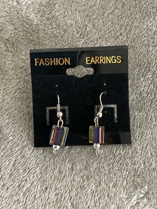 Square glass bead earrings