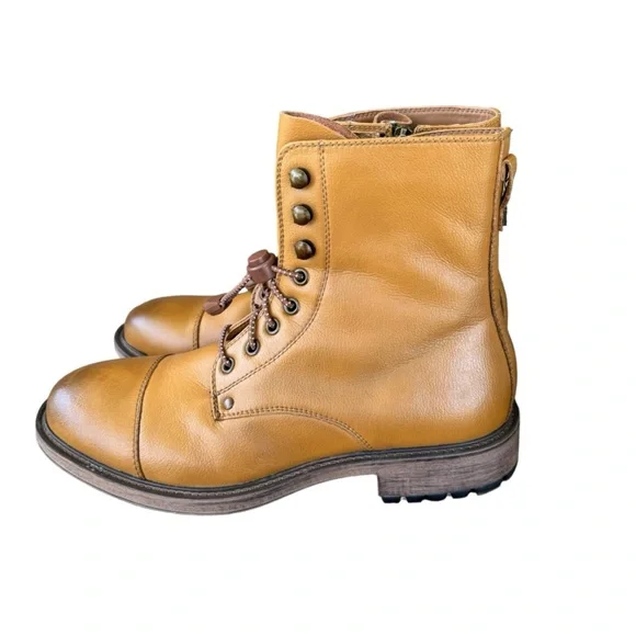 J75 Jump Cylinder Men's Leather Lace Up / Side Zip Motorcycle Boots Size 8