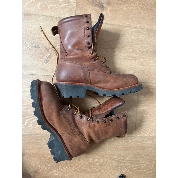 Red Wing 4420 Logger Boots Mens 9.5 EE Brown Waterproof Steel Toe Vibram EH