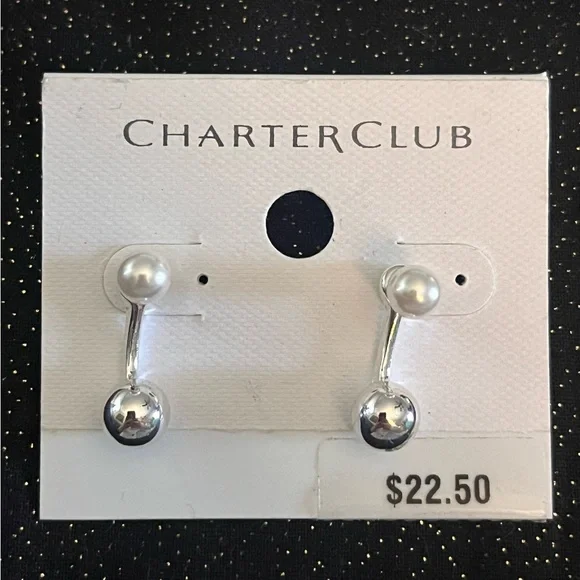 Charter Club Silver Pearl Earrings