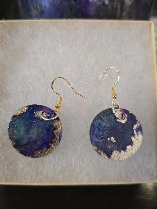 HANDCRAFTED Wood Dangle Earrings HANDPAINTED Delicate Piercing ARTISAN Jewelry