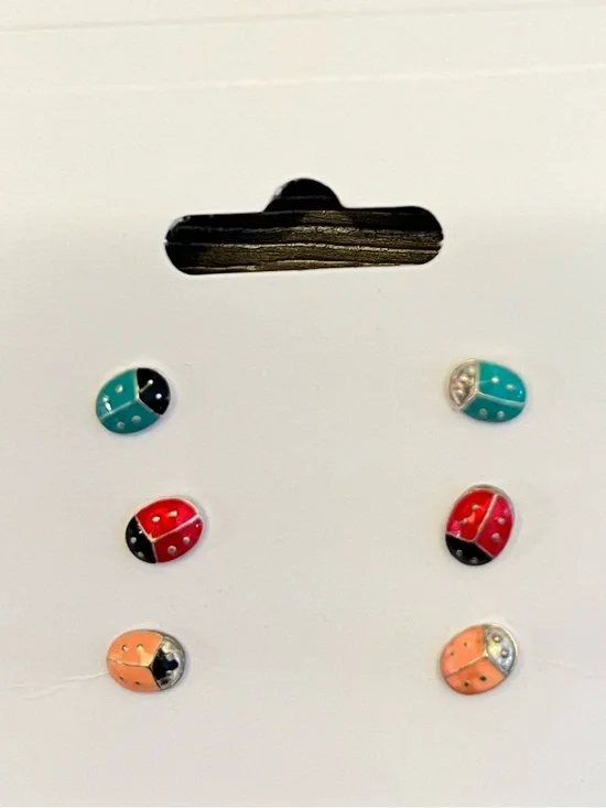Ladybugs!🐞 Stud Earring Set - Turquoise, Red, Peach