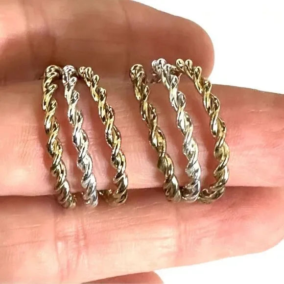 NWH silver and gold tone clip on earrings