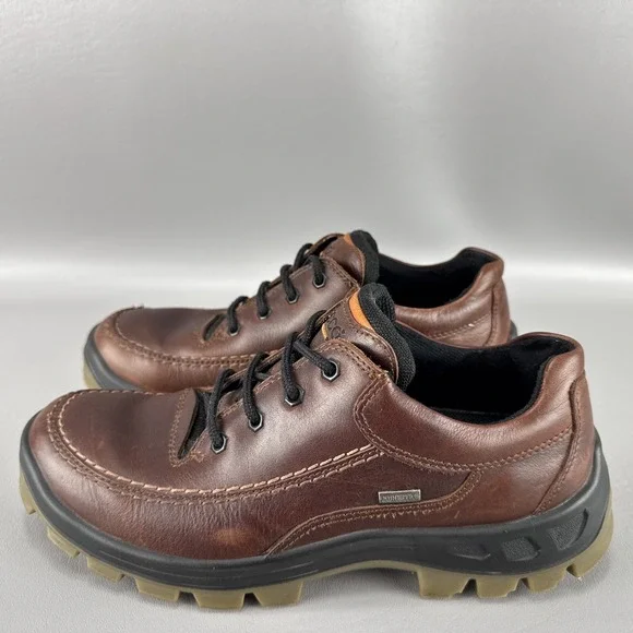 Ecco Track IV Gore-Tex Low Boots Mens 8 Brown Leather Hiking Casual‎ Athleisure