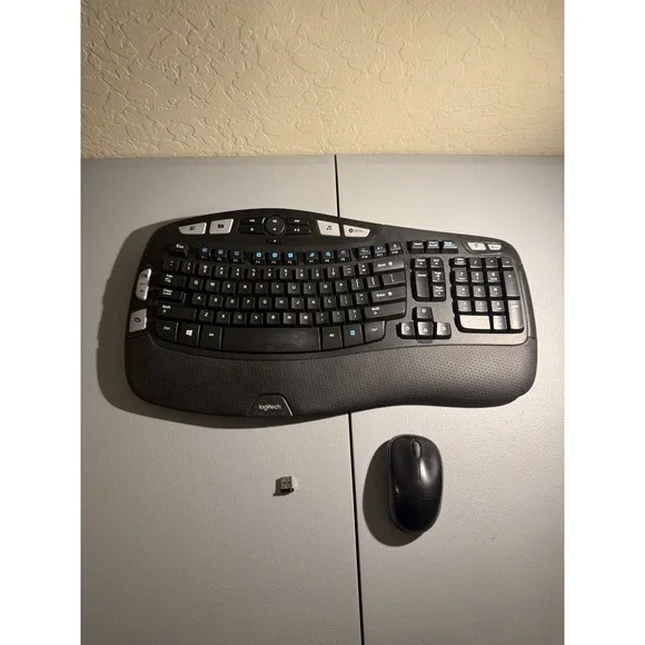 Logitech K350 Ergonomic Wireless Keyboard with Mouse (K350 / M215) Dongle Paired