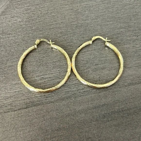 Italian 14kt Yellow Gold Twisted Hoop Earrings. 1