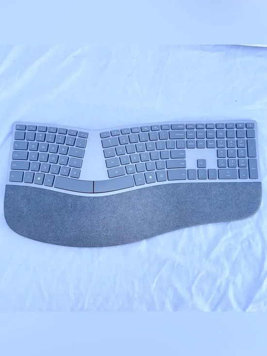 Microsoft Ergonomic Split Wireless Keyboard in Gray with Fabric Wrist Rest