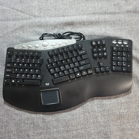 Adesso PCK-308UB Ergonomic Keyboard w Integrated Touchpad Wired USB Tested Works