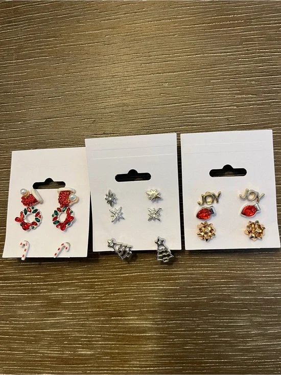 Christmas in July!- 3 Sets of Bejeweled Christmas Earrings
