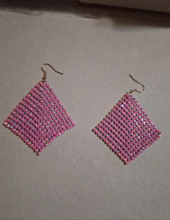 Pink Mesh Drop Earrings