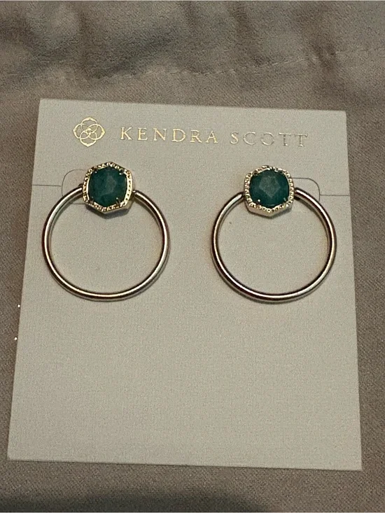 Kendra Scott Teal Stone Silver Hoop Earrings