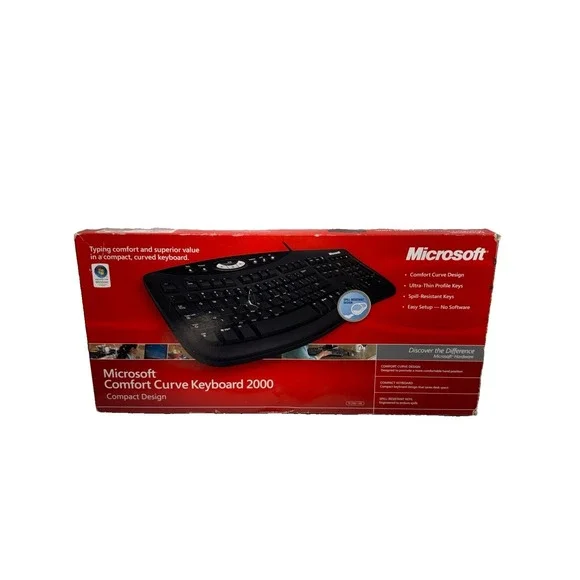 Microsoft Comfort Curve Keyboard 2000 Ergonomic Wired USB Black Model 1047