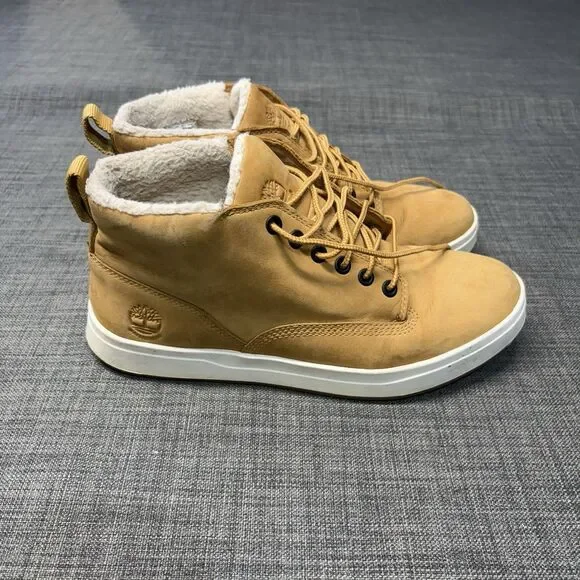 Mens Timberland DAVIS SQUARE Warm Fur Lined Chukka Sz 7.5 A2G6G Wheat Nubuck