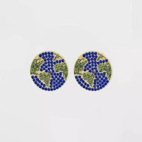 Sugarfix Baublebar Globetrotter Earrings Women OS Blue Green Earth Crystal Studs