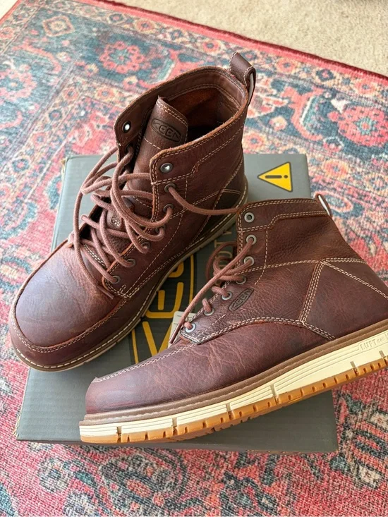NWT KEEN Men’s Aluminum Toe San Jose 6” Brown Leather Boots